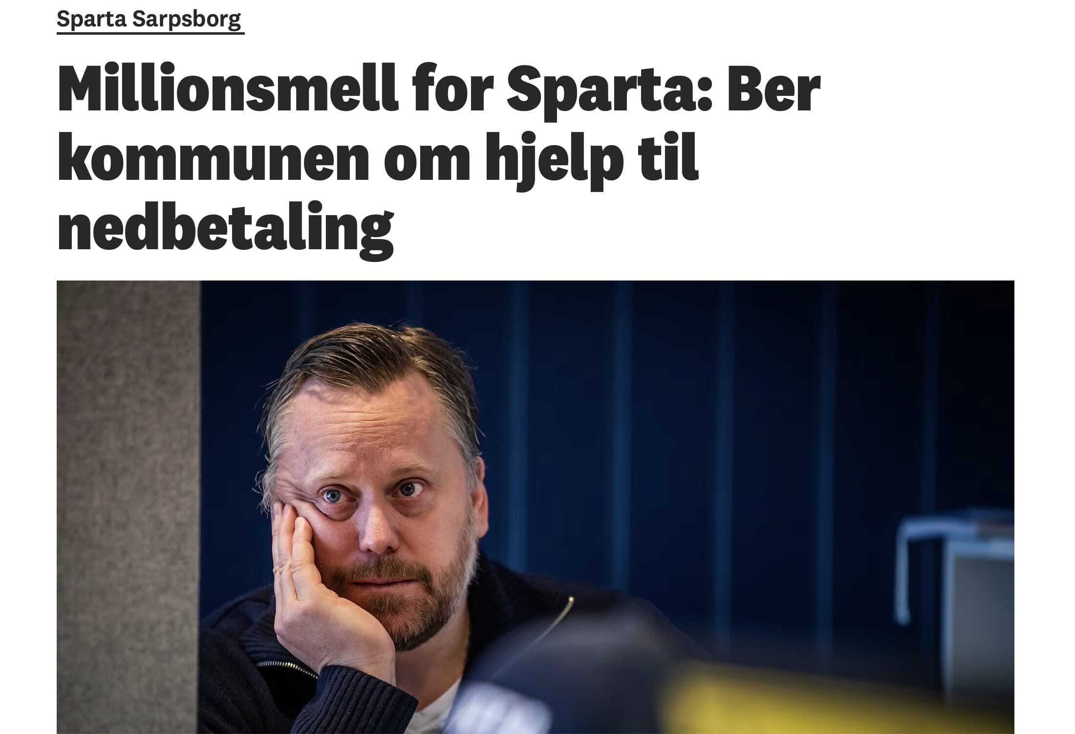 Millionsmell for Sparta: Ber kommunen om hjelp til nedbetaling